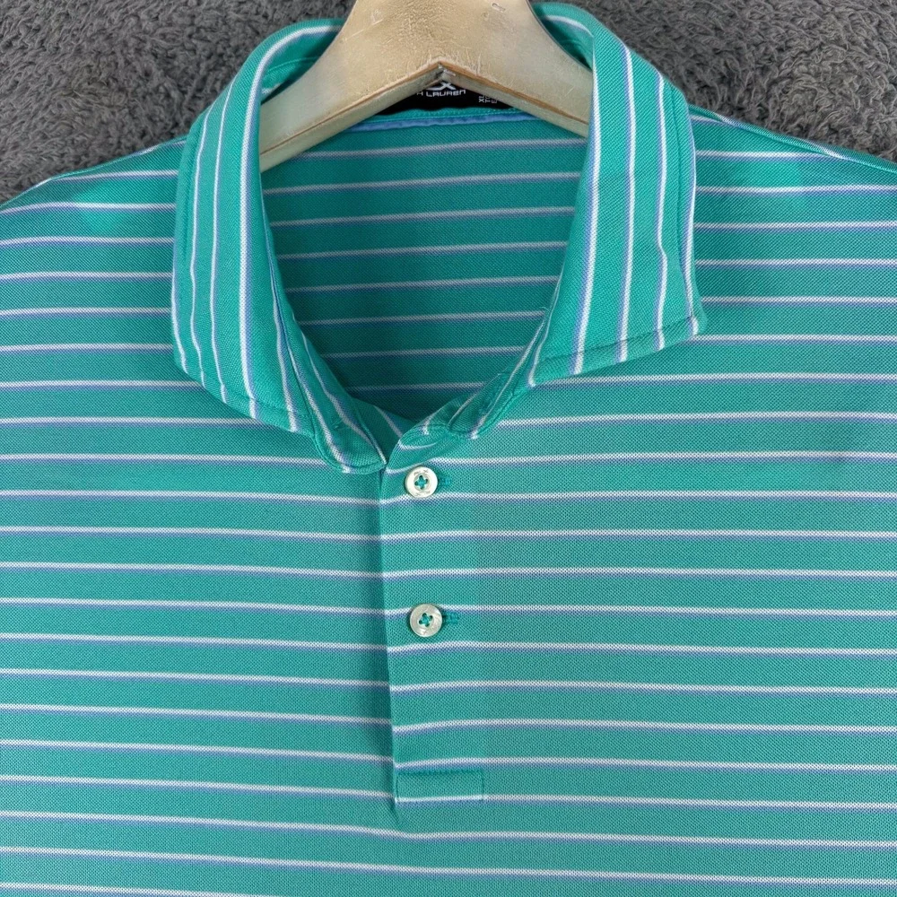 Ralph Lauren RLX Polo Shirt Mens XL Striped‎ Performance Golf Lightweight